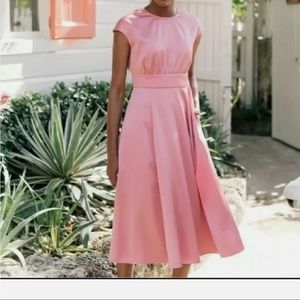 Gal Meets Glam | Julia Pink Cap Sleeve Midi Dress